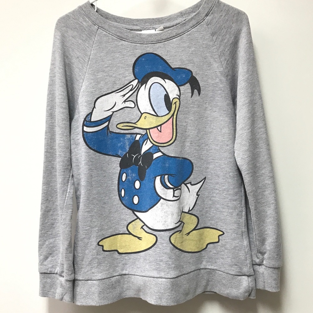 DISNEY SWEATSHIRT M DONALD DUCK SAILOR GRAPHIC GRAY SOFT DISNEYL…